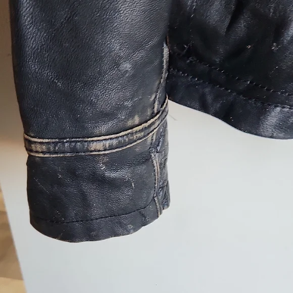 Rogue State Men's Distressed Black Leather Jacket Large - Picture 13 of 16